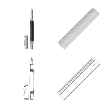 Isolated object of office and supply logo. Collection of office and school stock Stock Illustration