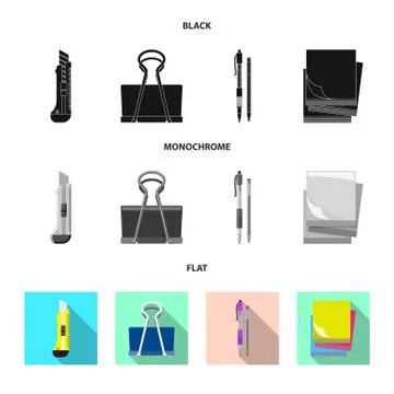 Isolated object of office and supply logo. Collection of office and school stock Stock Illustration