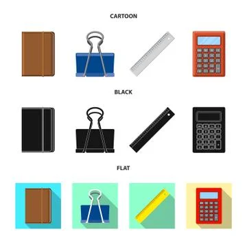 Isolated object of office and supply sign. Collection of office and school stock Stock Illustration