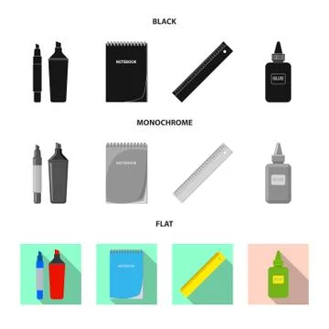 Isolated object of office and supply sign. Set of office and school stock symbol Stock Illustration