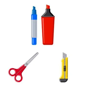 Isolated object of office and supply sign. Collection of office and school stock Stock Illustration
