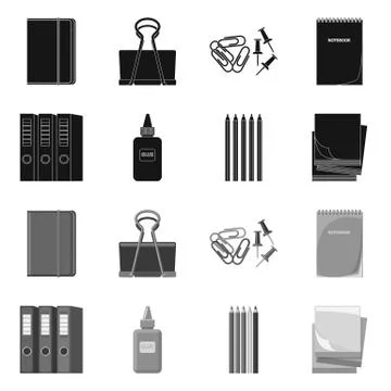 Isolated object of office and supply logo. Collection of office and school stock Stock Illustration