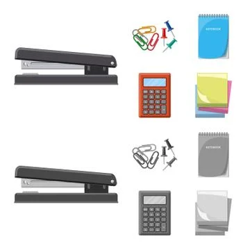Isolated object of office and supply symbol. Set of office and school vector Stock Illustration