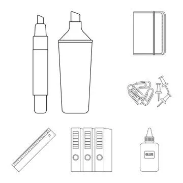 Isolated object of office and supply icon. Set of office and school stock vector Stock Illustration