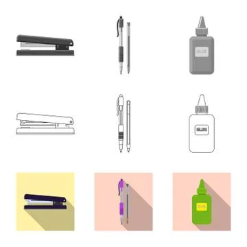 Isolated object of office and supply sign. Set of office and school vector icon Stock Illustration