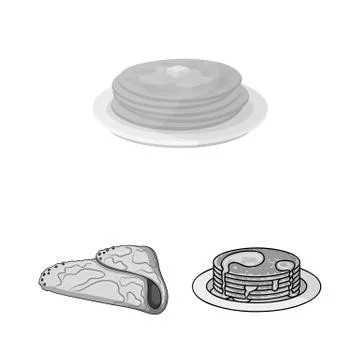 Isolated object of pancake and stack logo. Collection of pancake and syrup Stock Illustration