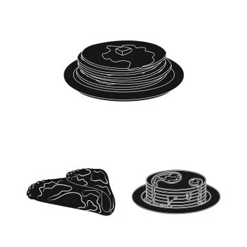 Isolated object of pancake and stack logo. Collection of pancake and syrup 스톡 일러스트