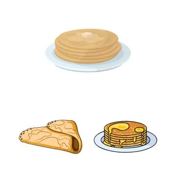 Isolated object of pancake and stack icon. Collection of pancake and syrup Stock Illustration