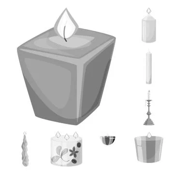Isolated object of paraffin and fire sign. Set of paraffin and decoration stock イラスト素材