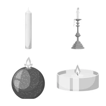 Isolated object of paraffin and fire sign. Set of paraffin and decoration vector Stock-Illustration