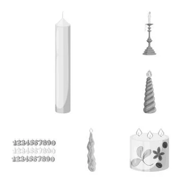 Isolated object of paraffin and fire symbol. Set of paraffin and decoration Stock Illustration
