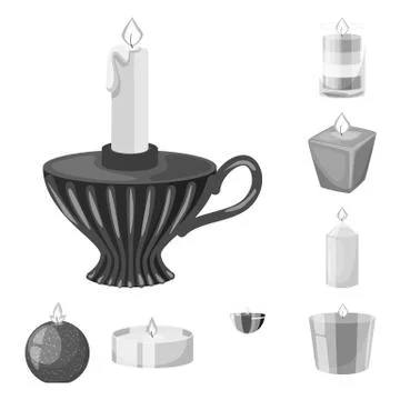 Isolated object of paraffin and fire logo. Collection of paraffin and decoration 스톡 일러스트
