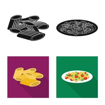 Isolated object of pasta and carbohydrate icon. Set of pasta and macaroni vector Stock Illustration