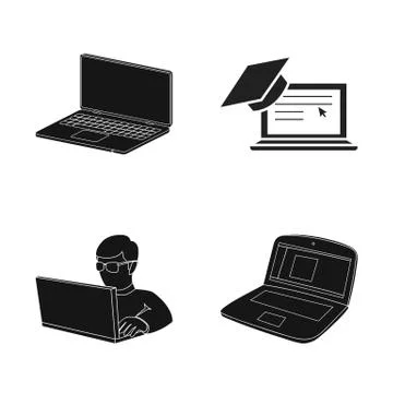 Isolated object of pc and screen symbol. Collection of pc and monitor vector Stockillustratie