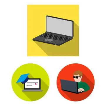 Isolated object of pc and screen symbol. Collection of pc and monitor stock Stock Illustration