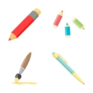 Isolated object of pencil and sharpen symbol. Set of pencil and color stock Stock Illustration