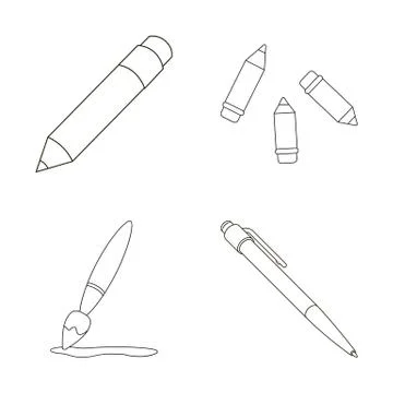 Isolated object of pencil and sharpen icon. Set of pencil and color stock symbol Stock Illustration
