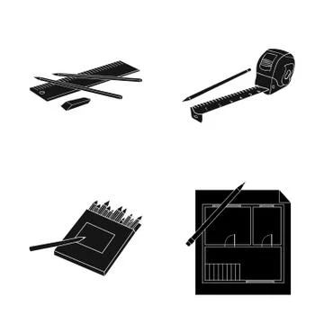 Isolated object of pencil and sharpen icon. Set of pencil and color stock vector Stock Illustration