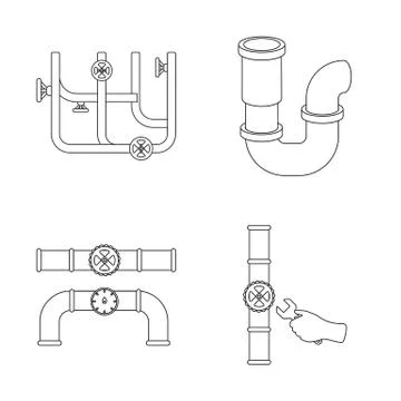 Isolated object of pipe and plumbing symbol. Set of pipe and metal stock vector Stock Illustration