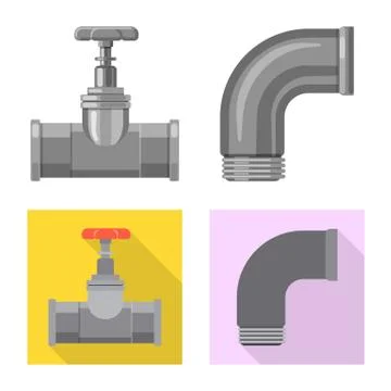 Isolated object of pipe and tube sign. Set of pipe and pipeline stock symbol for Stock Illustration