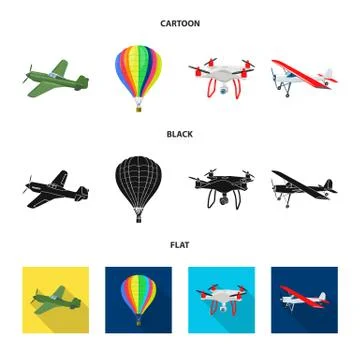 Isolated object of plane and transport sign. Set of plane and sky vector icon Stock Illustration