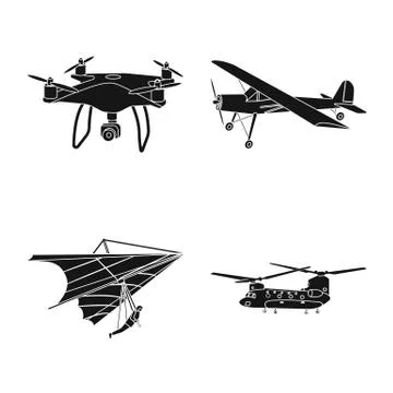 Isolated object of plane and transport sign. Set of plane and sky vector icon Illustration