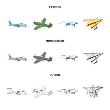 Isolated object of plane and transport logo. Collection of plane and sky stock Illustration