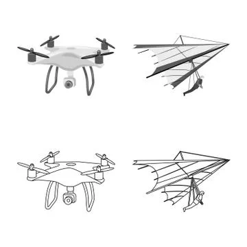 Isolated object of plane and transport logo. Set of plane and sky stock symbol Stock Illustration