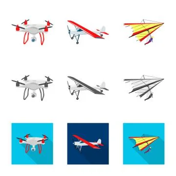 Isolated object of plane and transport sign. Set of plane and sky stock symbol Illustration