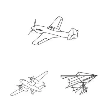 Isolated object of plane and transport logo. Set of plane and sky stock vector Illustration