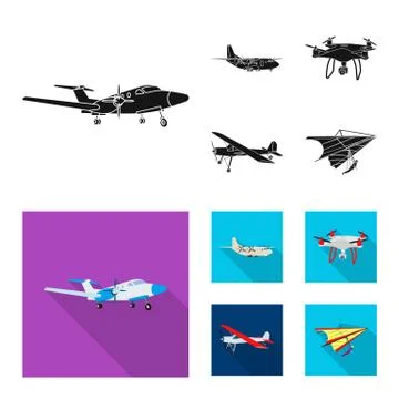 Isolated object of plane and transport logo. Set of plane and sky vector icon Illustration