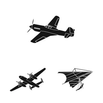 Isolated object of plane and transport symbol. Collection of plane and sky Stock Illustration
