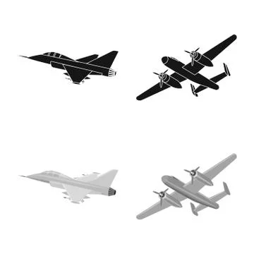 Isolated object of plane and transport logo. Collection of plane and sky vector Stock Illustration