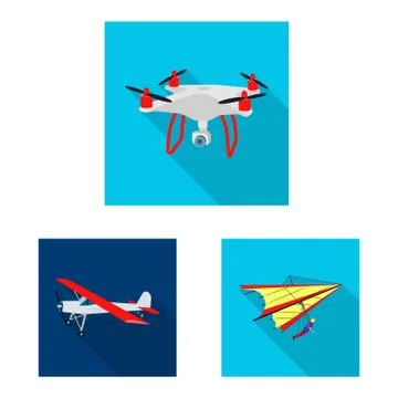 Isolated object of plane and transport symbol. Collection of plane and sky stock Illustration
