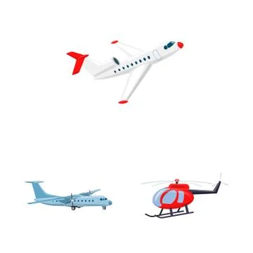 Isolated object of plane and transport icon. Set of plane and sky stock symbol Stock Illustration
