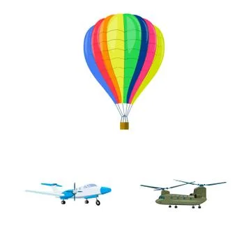 Isolated object of plane and transport logo. Collection of plane and sky stock Stock Illustration