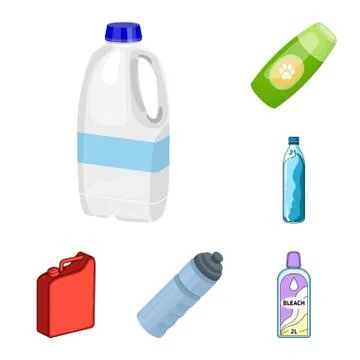 Isolated object of plastic and container sign. Set of plastic and packaging Illustrazione stock