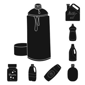 Isolated object of plastic and container icon. Collection of plastic and Illustrazione stock