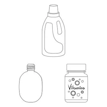 Isolated object of plastic and container sign. Collection of plastic and Illustrazione stock