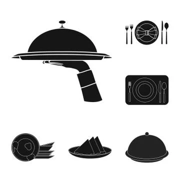 Isolated object of plate and etiquette symbol. Collection of plate and dinner Stock Illustration