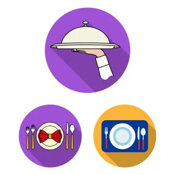 Isolated object of plate and etiquette icon. Collection of plate and dinner Stock Illustration