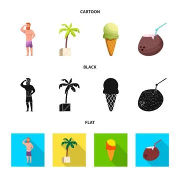 Isolated object of pool and swimming logo. Set of pool and activity vector icon Stock Illustration