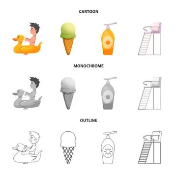 Isolated object of pool and swimming symbol. Collection of pool and activity Stock Illustration