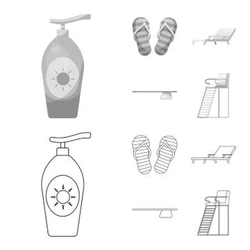 Isolated object of pool and swimming symbol. Set of pool and activity stock Stock Illustration