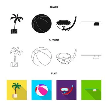 Isolated object of pool and swimming logo. Set of pool and activity vector icon Stock Illustration