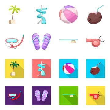 Isolated object of pool and swimming symbol. Set of pool and activity stock Stock Illustration