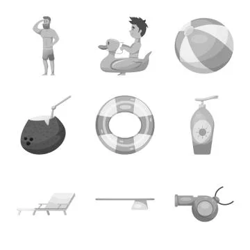 Isolated object of pool and swimming sign. Set of pool and activity stock vector Stock Illustration