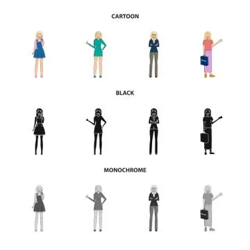 Isolated object of posture and mood logo. Collection of posture and female stock Stockillustratie