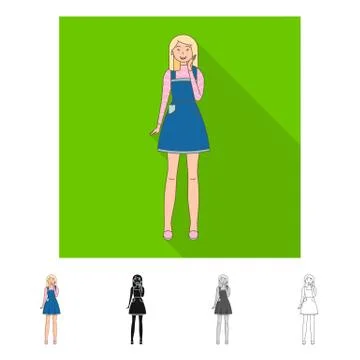 Isolated object of posture and mood logo. Set of posture and female vector icon Stock Illustration