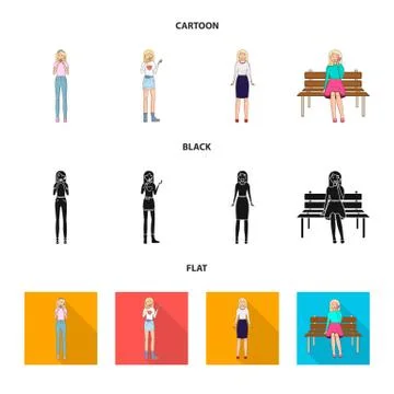 Isolated object of posture and mood logo. Set of posture and female stock symbol Stockillustratie